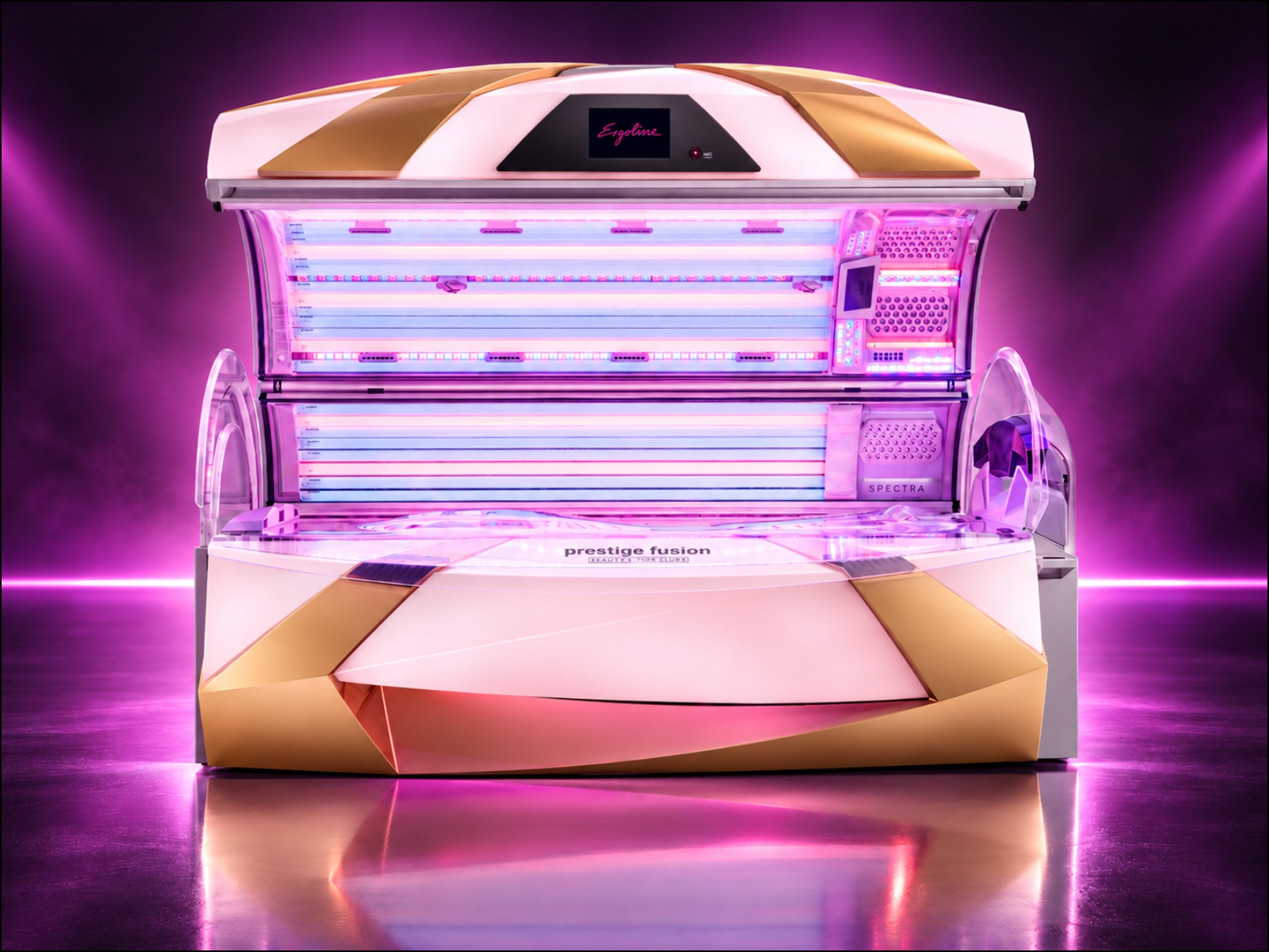 Ergoline Fusion LED Limited Gold Edition in Kabine 01 bei Holiday Sun Kleve